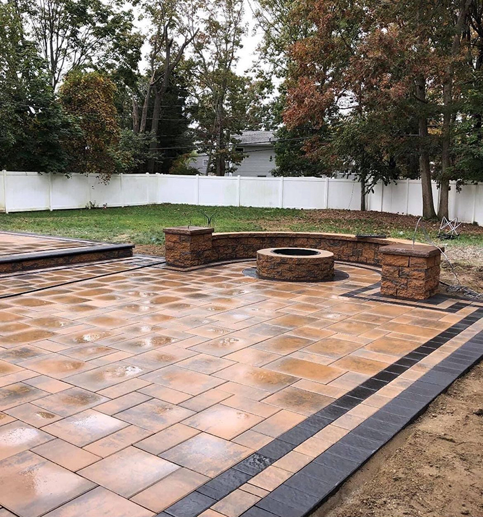 Outdoor living area with paver patio