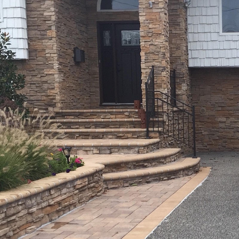 Stone veneer detail on a house entry