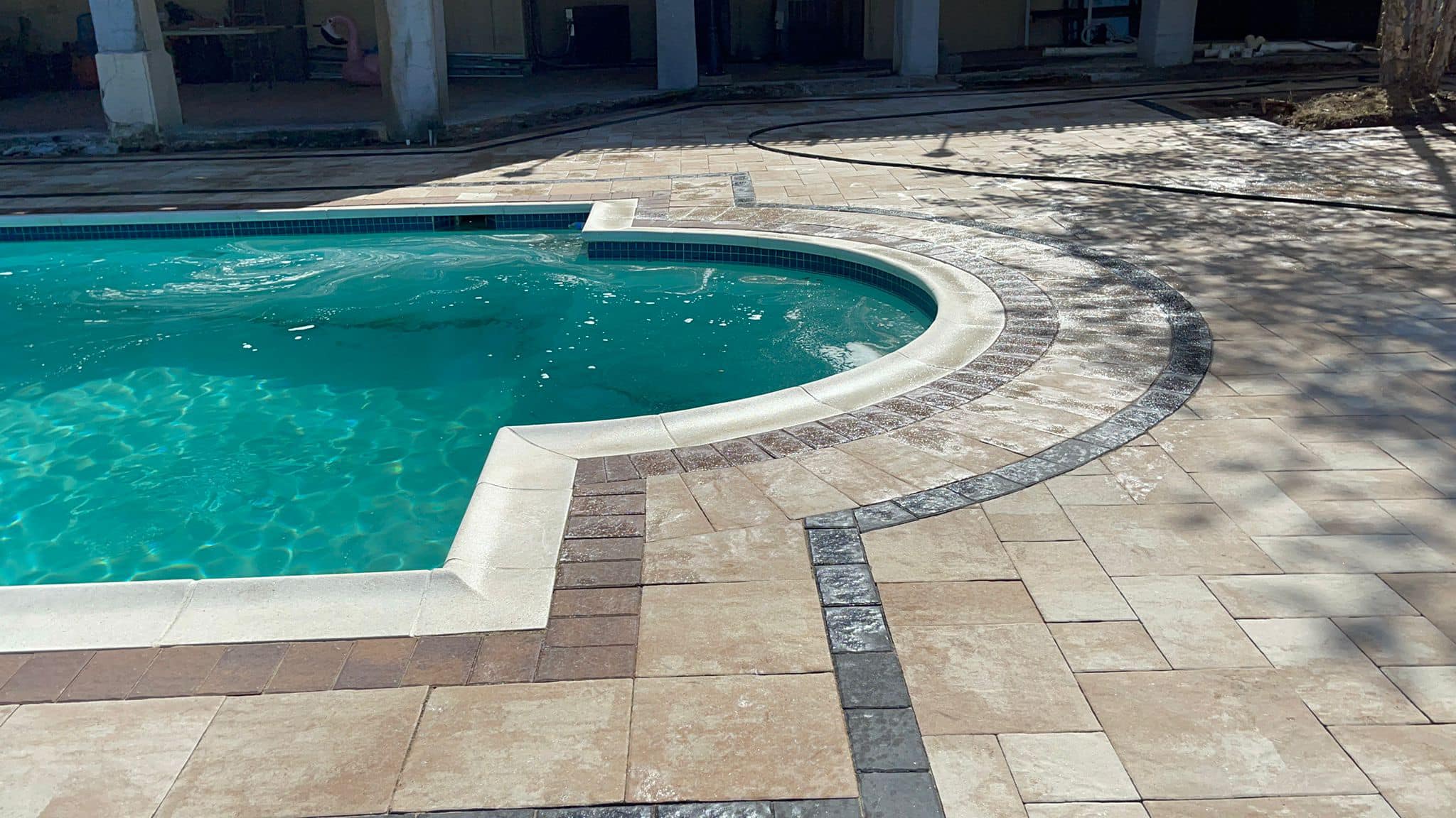 Luxury pool paver patio
